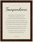 Transcendence Word of Intention Framed print 60x80 cm / 24x32″ Dark wood frame Linen paper