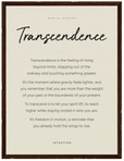 Transcendence Word of Intention Framed print 30x40 cm / 12x16″ Dark wood frame Linen paper