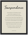 Transcendence Word of Intention Framed print 40x50 cm / 16x20″ Black frame Linen paper