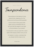 Transcendence Word of Intention Framed print A2 (42 x 59.4 cm) Black frame Linen paper