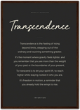 Transcendence Word of Intention Framed print A2 (42 x 59.4 cm) Dark wood frame Carbon paper