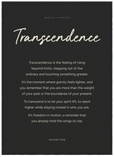 Transcendence Word of Intention Framed print 50x70 cm / 20x28″ Black frame Carbon paper