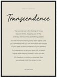 Transcendence Word of Intention Framed print 50x70 cm / 20x28″ Black frame Linen paper