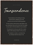 Transcendence Word of Intention Framed print 50x70 cm / 20x28″ Dark wood frame Carbon paper