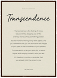 Transcendence Word of Intention Framed print 50x70 cm / 20x28″ Dark wood frame Linen paper