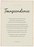Transcendence Word of Intention Framed print 50x70 cm / 20x28″ Wood frame Linen paper