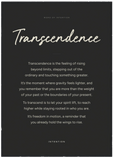 Transcendence Word of Intention Framed print A1 (59.4 x 84.1 cm) Black frame Carbon paper