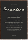 Transcendence Word of Intention Framed print A1 (59.4 x 84.1 cm) Dark wood frame Carbon paper