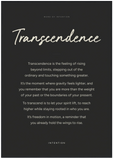 Transcendence Word of Intention Framed print 70x100 cm / 28x40″ Black frame Carbon paper