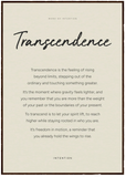 Transcendence Word of Intention Framed print 70x100 cm / 28x40″ Dark wood frame Linen paper