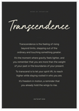 Transcendence Word of Intention Framed print 70x100 cm / 28x40″ White frame Carbon paper