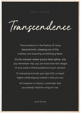 Transcendence Word of Intention Framed print 70x100 cm / 28x40″ Wood frame Carbon paper