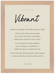 Vibrant Word of Intention Framed print 21x29.7 cm / 8x12" Wood frame Linen paper