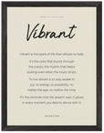 Vibrant Word of Intention Framed print 30x40 cm / 12x16″ Black frame Linen paper