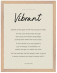Vibrant Word of Intention Framed print 30x40 cm / 12x16″ Wood frame Linen paper