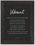 Vibrant Word of Intention Framed print 50x70 cm / 20x28″ Black frame Carbon paper