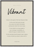 Vibrant Word of Intention Framed print 70x100 cm / 28x40″ Black frame Linen paper