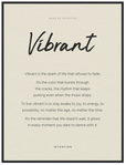 Vibrant Word of Intention Framed print 60x80 cm / 24x32″ Black frame Linen paper