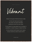 Vibrant Word of Intention Framed print 60x80 cm / 24x32″ Dark wood frame Carbon paper