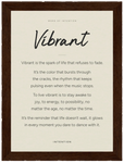 Vibrant Word of Intention Framed print 21x29.7 cm / 8x12" Dark wood frame Linen paper