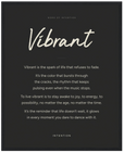Vibrant Word of Intention Framed print 40x50 cm / 16x20″ Black frame Carbon paper