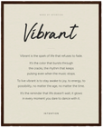 Vibrant Word of Intention Framed print 40x50 cm / 16x20″ Dark wood frame Linen paper