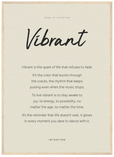 Vibrant Word of Intention Framed print 50x70 cm / 20x28″ Wood frame Linen paper