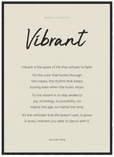 Vibrant Word of Intention Framed print 70x100 cm / 28x40″ Black frame Linen paper