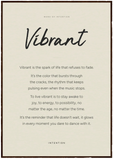 Vibrant Word of Intention Framed print 70x100 cm / 28x40″ Dark wood frame Linen paper